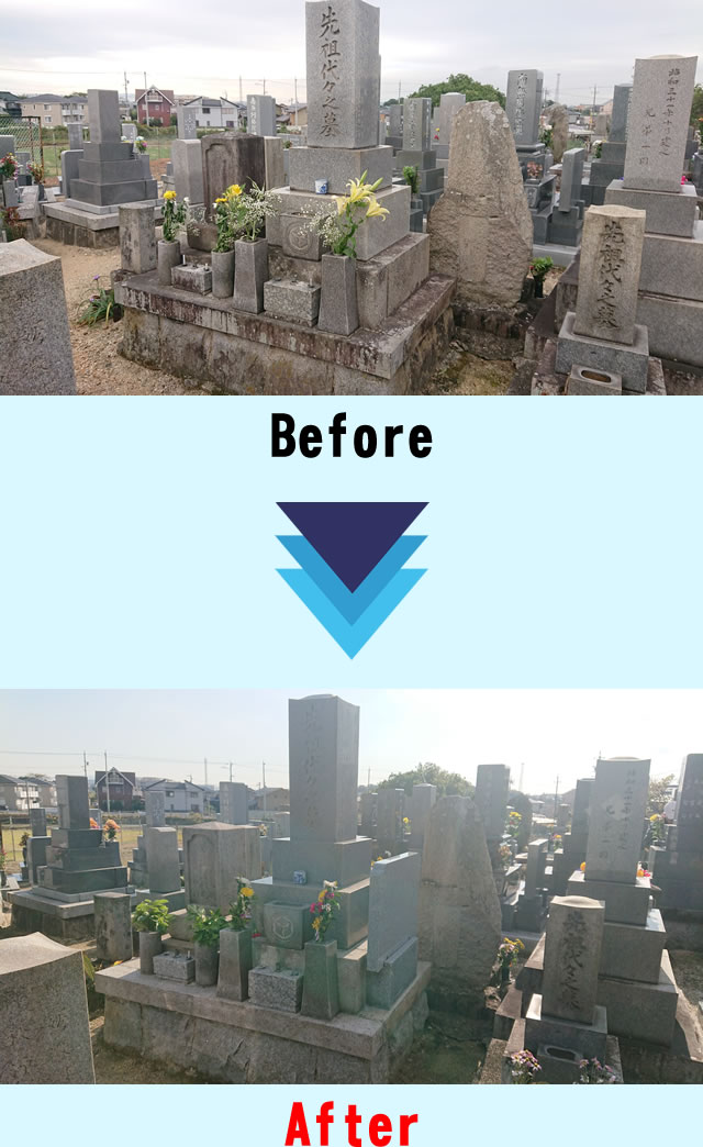 お客様の声その7。墓誌に法名が刻む前と後。